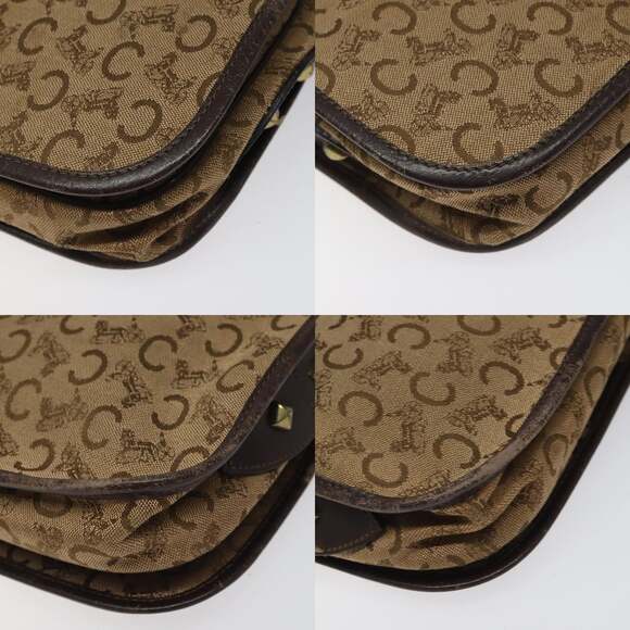 CELINE C Sulky Shoulder Bag Canvas Brown Gold - Picture 10 of 12